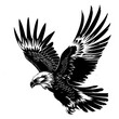 Eagle silhouette , black and white, isolated on a white background