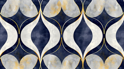 Wall Mural - Simple chic blue and gold minimalist repeating elegant pattern design with geometric sophisticated shapes. generative ai	
