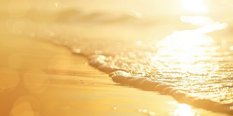 Poster - Golden sunlight reflecting on ocean waves at beach