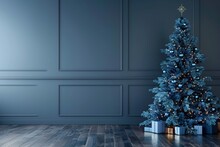 A House That Celebrates Christmas With A Christmas Tree And Sharing Gifts