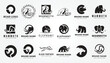 set bundle predatory bear badge logo vector illustration design