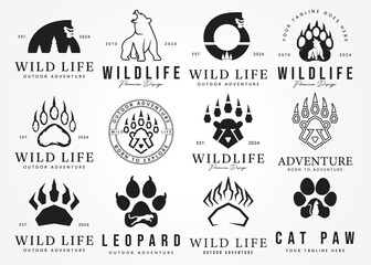 Wall Mural - predatory bear badge logo vector illustration design