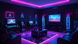 Gaming Room Extravaganza Neon Lightning Fantasy