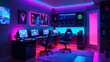 Gaming Room Oasis Neon Lightning Delight