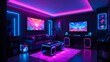 Gaming Room Spectacular Neon Lightning Oasis