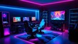 Neon Lightning Gaming Room Journey