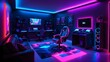 Neon Lightning Gaming Room Marvel