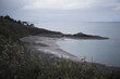 Photographie de paysage de la plage du corps de garde à Binic, dans les Côtes d'Armor, en Bretagne, vue de haut.