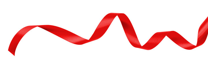 red satin bow ribbon scroll png isolated on transparent background for christmas holiday and wedding