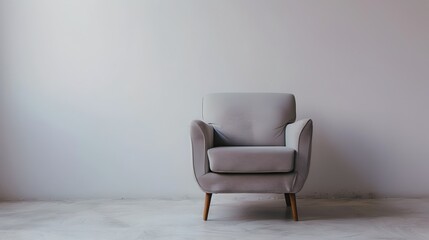Wall Mural - minimalist style interior with single armchair, simple and elegant decor. ideal for modern home desi