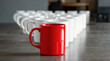 © All Creative Lines - Career opportunity and hiring concept with red mug between white representing best candidates for job and leadership. Staff recruitment and headhunting