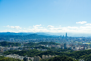 Poster - Taipei city skyline with blue sky