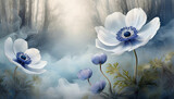 Fototapeta Kwiaty - Niebieski zawilec. Abstrakcyjne niebieskie kwiaty