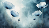 Fototapeta Kwiaty - Niebieskie tło kwiaty. wiosenne maki