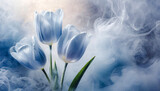 Fototapeta Tulipany - Niebieskie kwiaty tulipany. Tło kwiatowe
