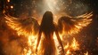 winged woman with flames