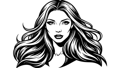 Wall Mural - vector-girl--beautiful-woman-with-long-hair