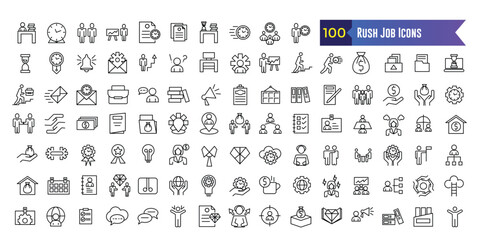 Wall Mural - rush job icons set. set of rush job vector icons for ui design. outline icon collection. editable st
