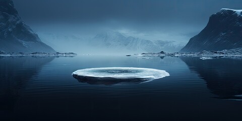 Wall Mural - A simple yet striking depiction of an iceberg floating in the ocean, embodying the essence of minimalism.