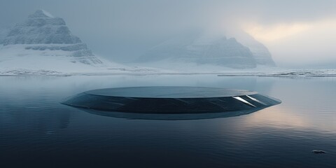 Wall Mural - A simple yet striking depiction of an iceberg floating in the ocean, embodying the essence of minimalism.