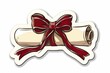 © Jennie Pavl - A decorative sticker featuring a rolled parchment tied with a ribbon bow, perfect for adding a touch of elegance to diplomas or certificates.