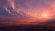Panoramic view of a vast plain under a sky lit by the ethereal glow of twilight.