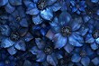 Night-blooming flowers, each petal a deep sapphire blue, with dewdrops captured in diamond-like clarity, all set against a backdrop of moonlit, metallic hues created with Generative AI Technology