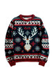 Christmas sweater with a reindeer on a light, transparent background. Christmas element.