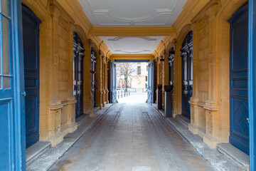 Wall Mural - Street view and typical french buildings in Metz, France