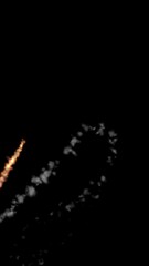 Wall Mural - vertical meteor with smoke trail bouncing around 4k loop features an erratic flaming meteor with a s