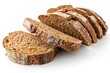 Sliced baked rye bread isolated on white background