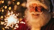 © Joyce - Santa play with sparkler fireworks in holiday celebration event party.