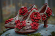 crocheted elegant heels, Irish lace
