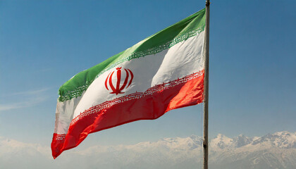 Wall Mural - Fahne, die Nationalfahne von Iran flattert im Wind