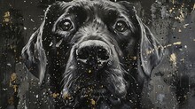 Visualize An Elegant Canvas Portraying The Expressive Face Of A Black Lab
