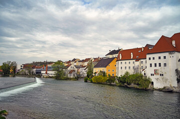 Canvas Print - Riverbank old town Steyr Austria