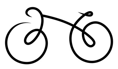 Wall Mural - Minimalistic bicycle logo clipart. The bicycle is drawn with strokes. Two-wheeled vehicle. Emblem for bicycle store. Elegant bicycle drawn with lines.