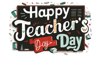 Happy Teachers day greeting card. Happy Teachers Day elegant calligraphy.