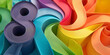 Schöner abstrakter futuristischer Hintergrund mit der Zahl 8 in welligen leuchtenden Farben für Webdesign und Drucksachen als Vorlage, ai generativ