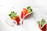 Fototapeta  - fresh strawberries on white
