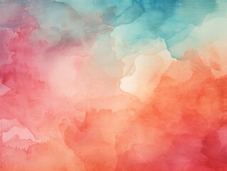  Crimson Turquoise Apricot abstract watercolor paint background barely noticeable with liquid fluid texture for background, banner with copy space and blank text area 