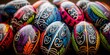 Brightly painted Easter eggs with traditional patterns.
Concept: Holiday traditions and hand-painted Easter eggs, spring events.