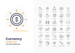 Currency icons set such as, Dollar, Euro, Pound, Yen, Yuan, Rupee, Franc, Peso, Lira, Baht, Rand, Ruble, Won, Shekel, vector stock illustration