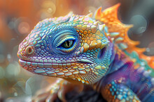 Imagine A Baby Dragon Depicted As A Kaleidoscope Of Colors, With Each Scale A Different Hue, Creating A Mesmerizing Pattern