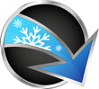 Blue arrow in a circle air conditioner symbol