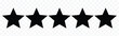 Star icon. Vector black isolated five stars. Customer feedback concept. Five stars customer product rating review flat icon for apps and websites. 5 stars rating review. Quality shape  eps 10