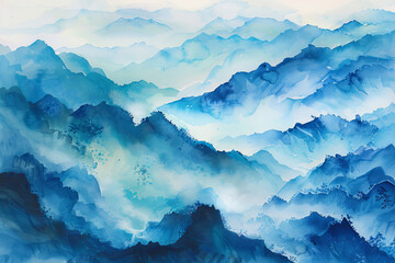 Wall Mural - The mountains are blue and the sky is clear