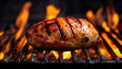 Chicken breast grilling over flames for a delicious dish