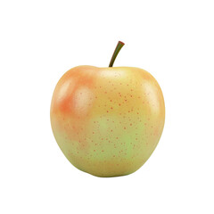 Yellow apple with green stem on Transparent Background