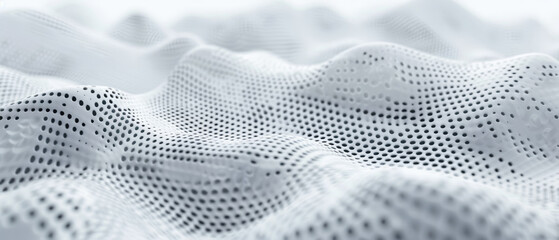 Wall Mural - waves of cyber data, abstract texture background, banner with white digital perforated surface. them
